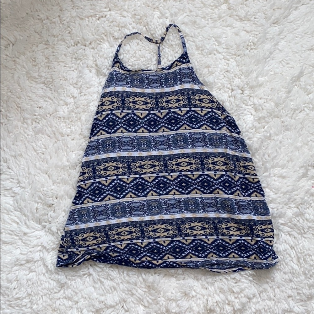 Blue and Tan Halter Tank Top